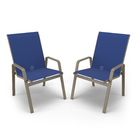 Kit 2 Cadeiras Riviera Piscina  Alumínio Fendi Tela Azul