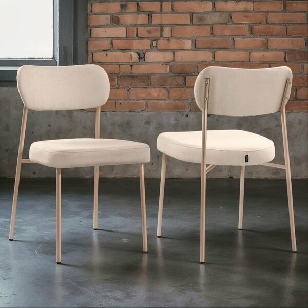 Kit 2 Cadeiras Sala De Jantar Bouclê Design Aço Carbono Lavin