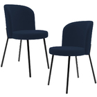 Kit 2 Cadeiras Sala De Jantar Estofada Gavi L02 Suede Azul Ma