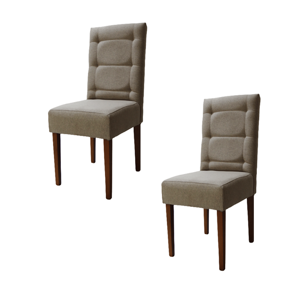 Kit 2 Cadeiras Sala De Jantar Estofadas Eloísa Veludo Bege (l