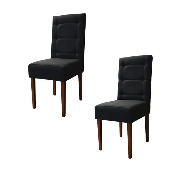 Kit 2 Cadeiras Sala De Jantar Estofadas Eloísa Veludo Preto (
