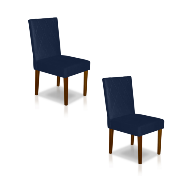 Kit 2 Cadeiras Sala De Jantar Estofadas Sophia Veludo Azul Ma