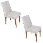 Kit 2 Cadeiras Sala De Jantar Monica Linho Cinza Moderna