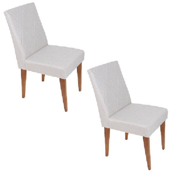 Kit 2 Cadeiras Sala De Jantar Monica Linho Cinza Moderna