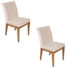 Kit 2 Cadeiras Sala De Jantar Paula Veludo Bege Moderna