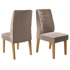 Kit 2 Cadeiras Sala Jantar Estofada Gold Veludo D04 Carvalho/