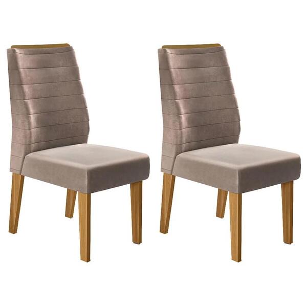 Kit 2 Cadeiras Sala Jantar Estofada Gold Veludo D04 Carvalho/