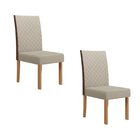 Kit 2 Cadeiras Semplice Linho Encosto Courino Helo Mel/cinza/