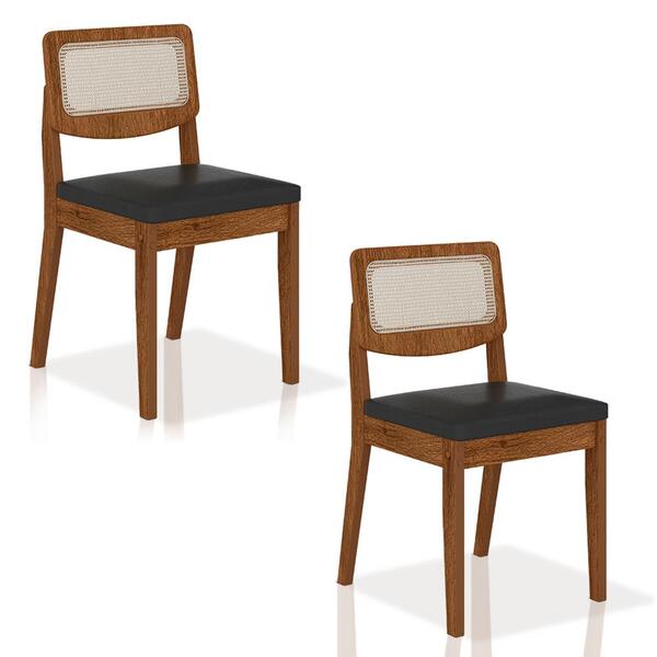 Kit 2 Cadeiras Sextavada Bari Freijó/corino Preto - Móveis Ar