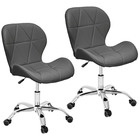 Kit 2 Cadeiras Slim Office Estofada Base Giratória Cromada -