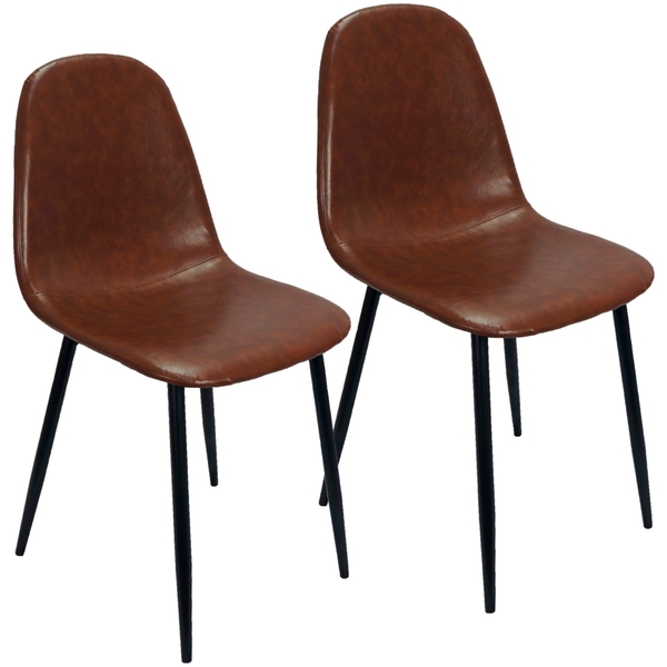 Kit 2 Cadeiras Tânia Charla Estofada Pu Vintage Base Cor Pret