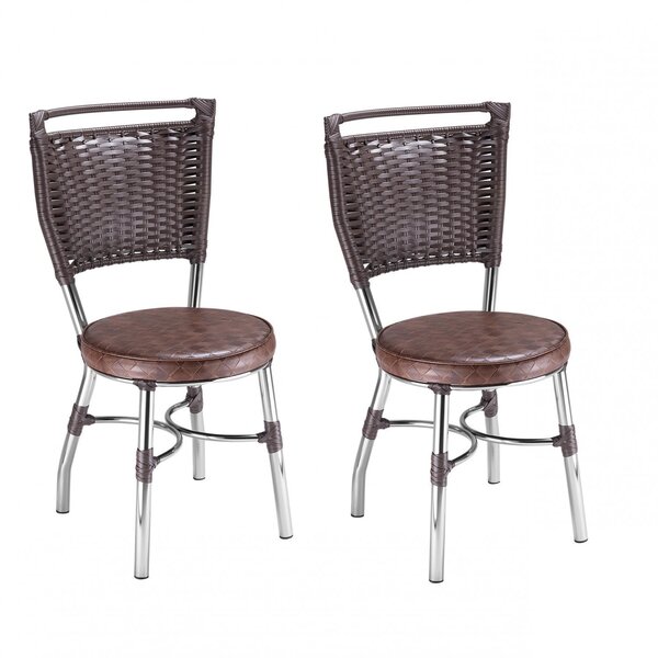 Kit 2 Cadeiras Top Novabras Cromada/tabaco Quadriculado