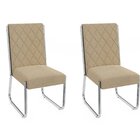 Kit 2 Cadeiras Toronto De Metal Sala De Jantar Cromado/bege