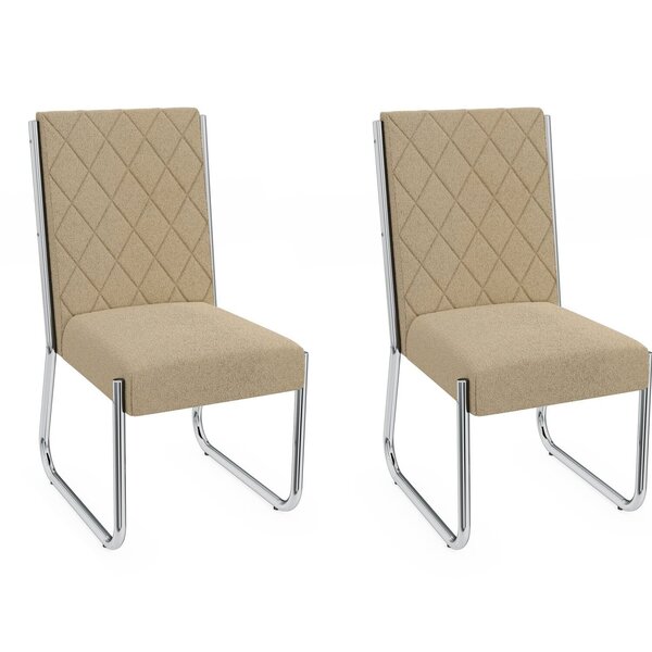 Kit 2 Cadeiras Toronto De Metal Sala De Jantar Cromado/bege