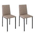 Kit 2 Cadeiras Tubo E Assento Linho Dubai Preto/bege