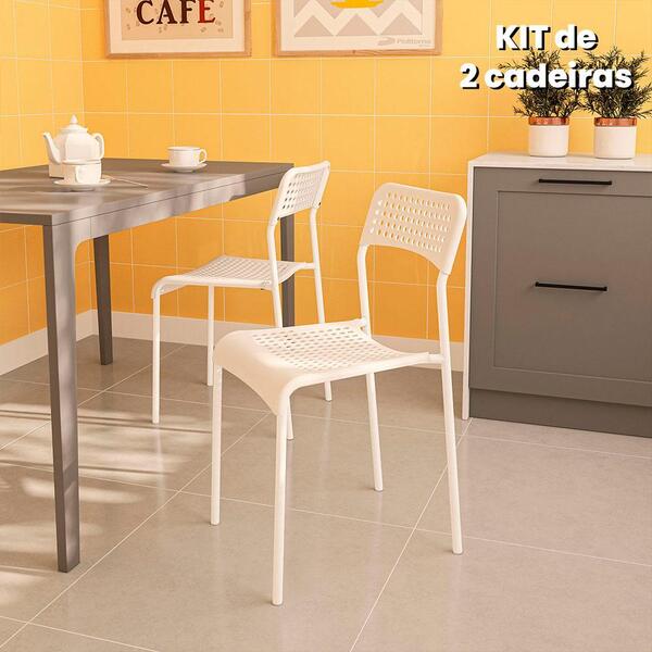 Kit 2 Cadeiras Vilhena Empilhavel Metal E Polipropileno Branc