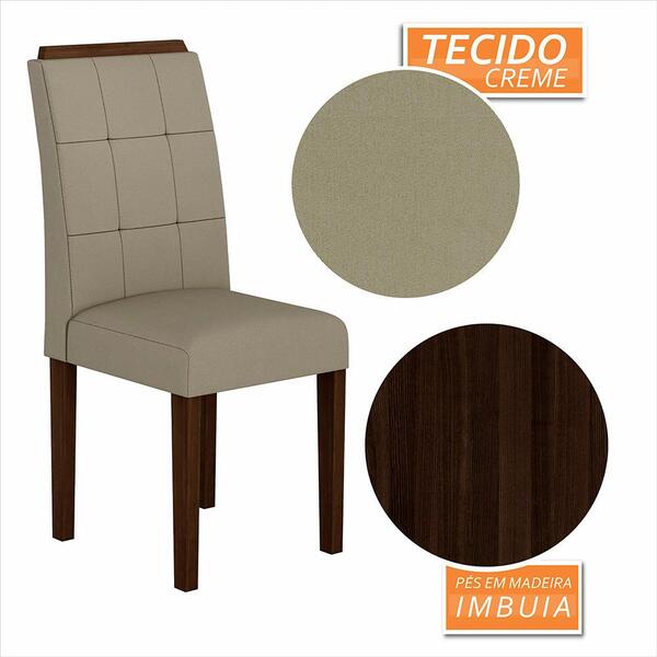 Kit 2 Cadeiras Vitória Wood Mesa Jantar Imb/creme - Moveis Ar