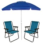 Kit 2 Cadeiras Xadrez Aço Marine + Guarda Sol Alumínio Articu