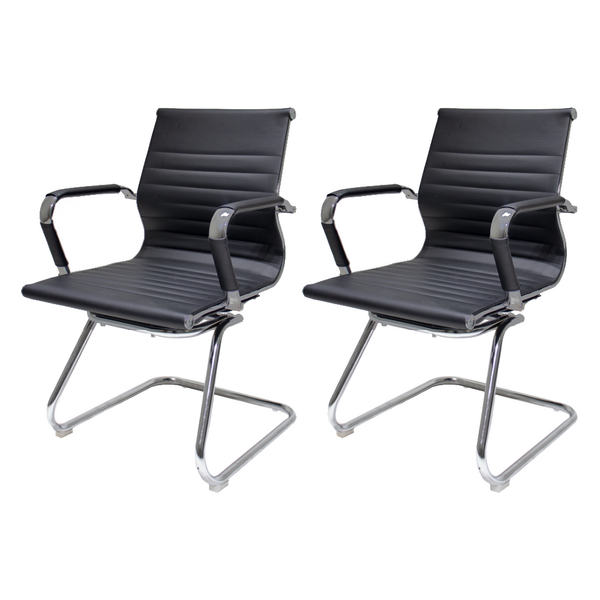 Kit 2 Caderias De Escritório Fixa Charles Eames Eiffel Preta