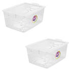 Kit 2 Caixa Organizadora 30l Com Trava Cristal Ordene