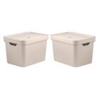 Kit 2 Caixa Organizadora Cube 18 Litros Com Tampa 36 X 27 X 2