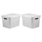 Kit 2 Caixa Organizadora Cube 18 Litros Com Tampa 36 X 27 X 2
