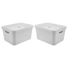 Kit 2 Caixa Organizadora Cube 32 Litros Com Tampa 46 X 36 X 2
