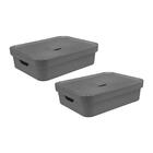 Kit 2 Caixa Organizadora Cube G Baixa Com Tampa 16l Cinza - Ou