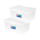 Kit 2 Caixa Organizadora Grande Com Trava Cristal  65 L Ordene