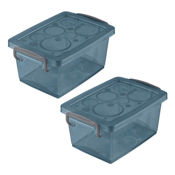Kit 2 Caixa Organizadora Pequena Com Trava 1,5l Cristal Ordene