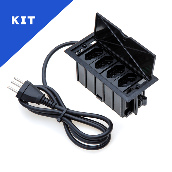 Kit 2 Caixas De Tomadas 4 Blocos Basculante 4 Tomadas 10a Pre