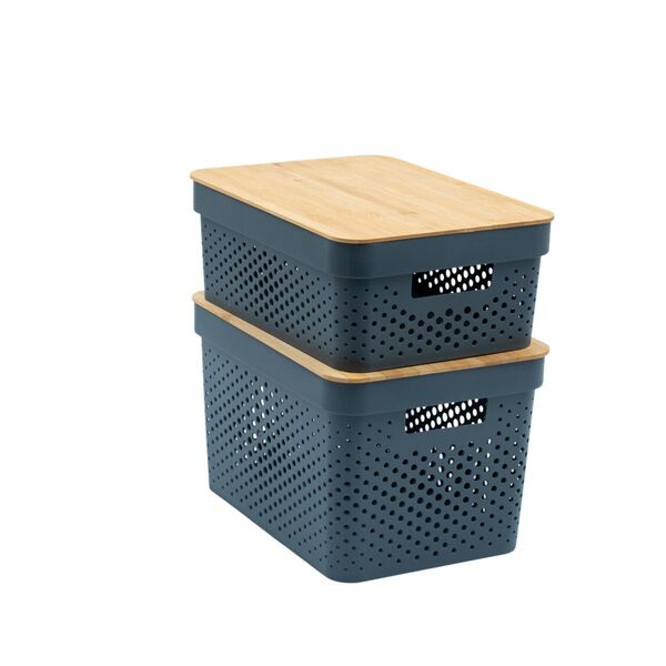 Kit 2 Caixas Organizadoras Multiuso Empilhável Com Tampa De B