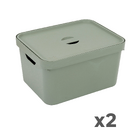 Kit 2 Caixas Organizadoras Plástico Verde 24,5x36x46cm 32L OU