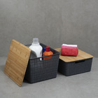 Kit 2 Caixas Organizadoras Tampa Bambu 12l/18l Cinza – Oikos