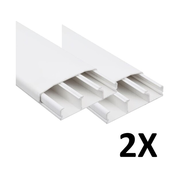 Kit 2 Canaleta 3 Divisórias Cabos Fios Fita Dupla Face 2mt