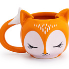 Kit 2 Canecas 3d Raposinha E Vaquinha Malhada 350ml Cerâmica