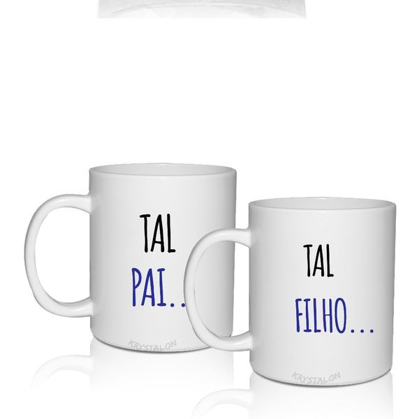 Kit 2 Canecas Brancas Dia Dos Pais Tema Tal Pai Tal Filho