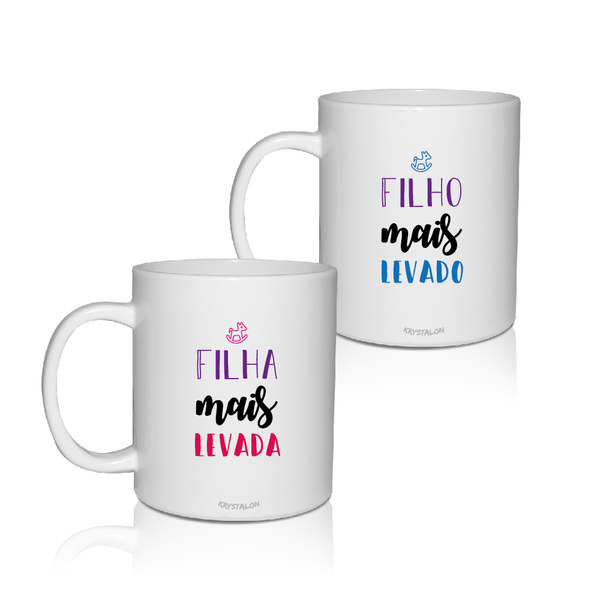 Kit 2 Canecas Brancas Personalizadas Dia Das Crianças Filhos