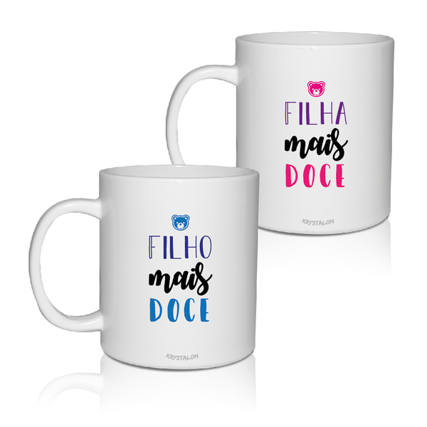 Kit 2 Canecas Brancas Personalizadas Dia Das Crianças Filhos