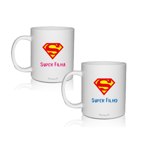Kit 2 Canecas Brancas Personalizadas Dia Das Crianças Super F