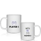 Kit 2 Canecas Brancas Personalizadas - Player 1&2 - Dia Dos N