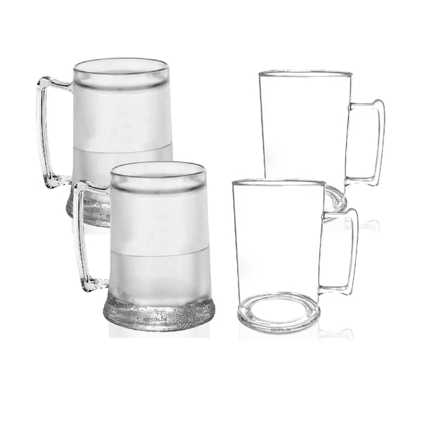 Kit 2 Canecas Chopp 450ml E 2 Canecas Gel Acrílico Krystalon