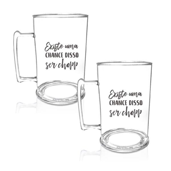 Kit 2 Canecas De Chopp Acrílico Personalizadas - Chance De Ser