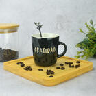 Kit 2 Canecas De Porcelana Desejos Preto Gratidão 170ml