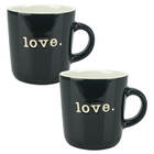 Kit 2 Canecas De Porcelana Love Preto 170ml Lyor