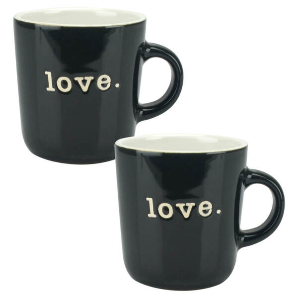 Kit 2 Canecas De Porcelana Love Preto 170ml Lyor