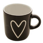 Kit 2 Canecas Porcelana Minimalista 180ml Coração Preto