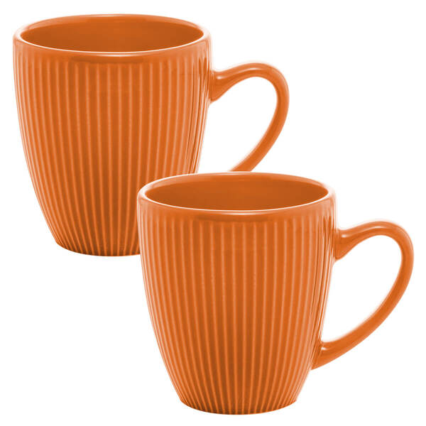 Kit 2 Canecas Xícaras De Cerâmica Roma Lyor 210ml Laranja