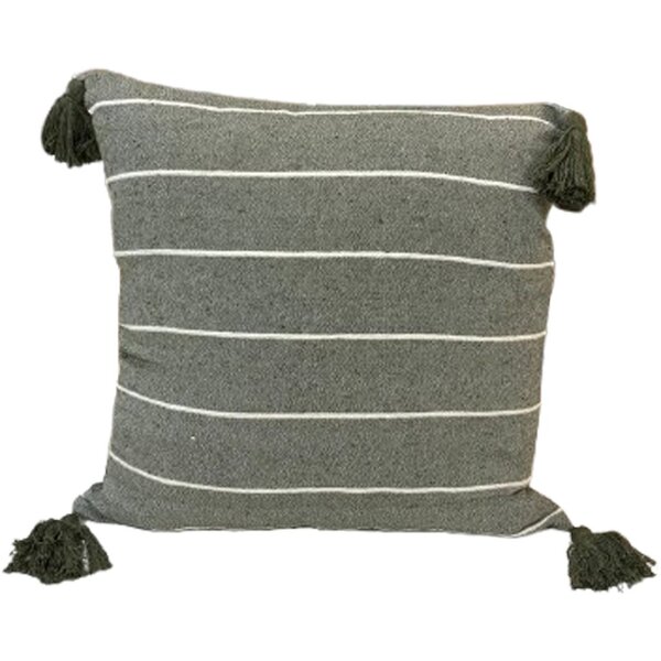 Kit 2 Capa De Almofada Pompom Decorativa 45x45cm Verde Militar