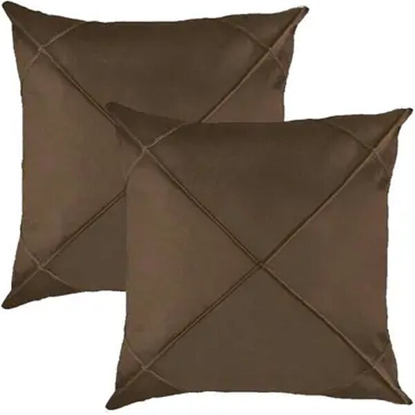 Kit 2 Capa De Almofada Suede Aveludada Drapeada 45x45cm Tabaco